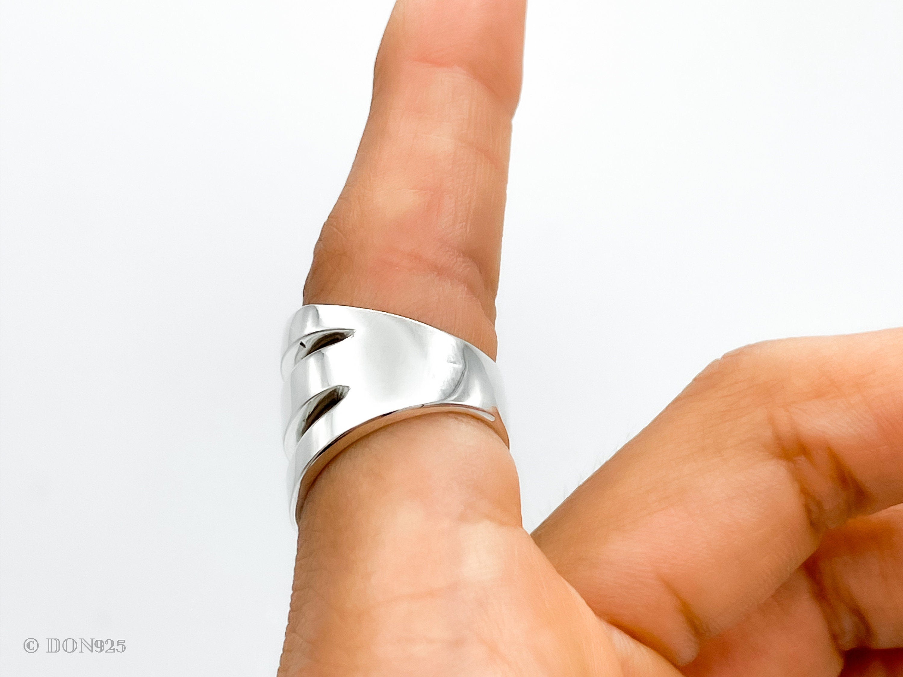 Sterling Silver Three Lines Ring: Heavy Statement Jewelry