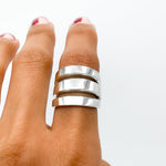 Sterling Silver Three Lines Ring: Heavy Statement Jewelry