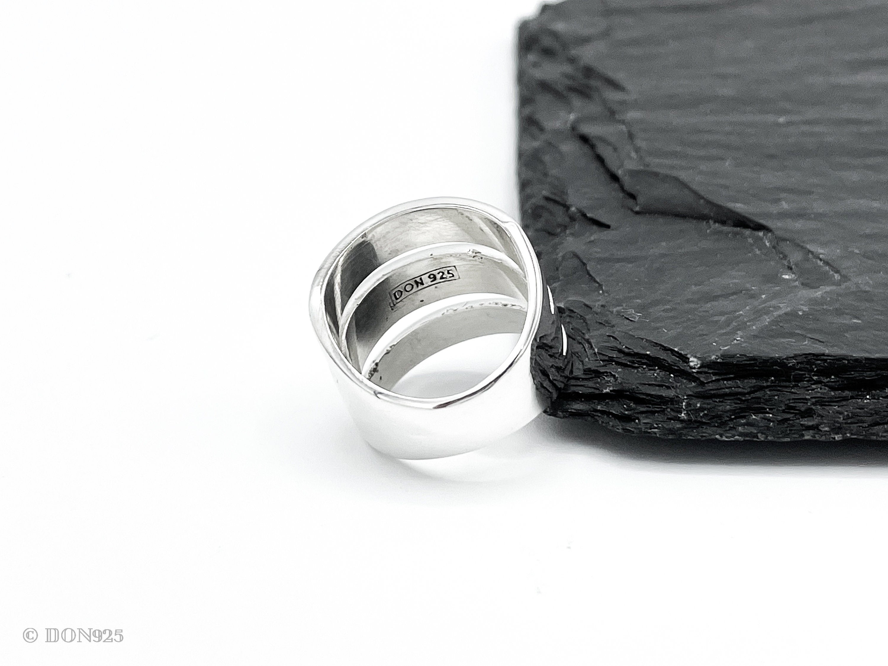 Sterling Silver Three Lines Ring: Heavy Statement Jewelry