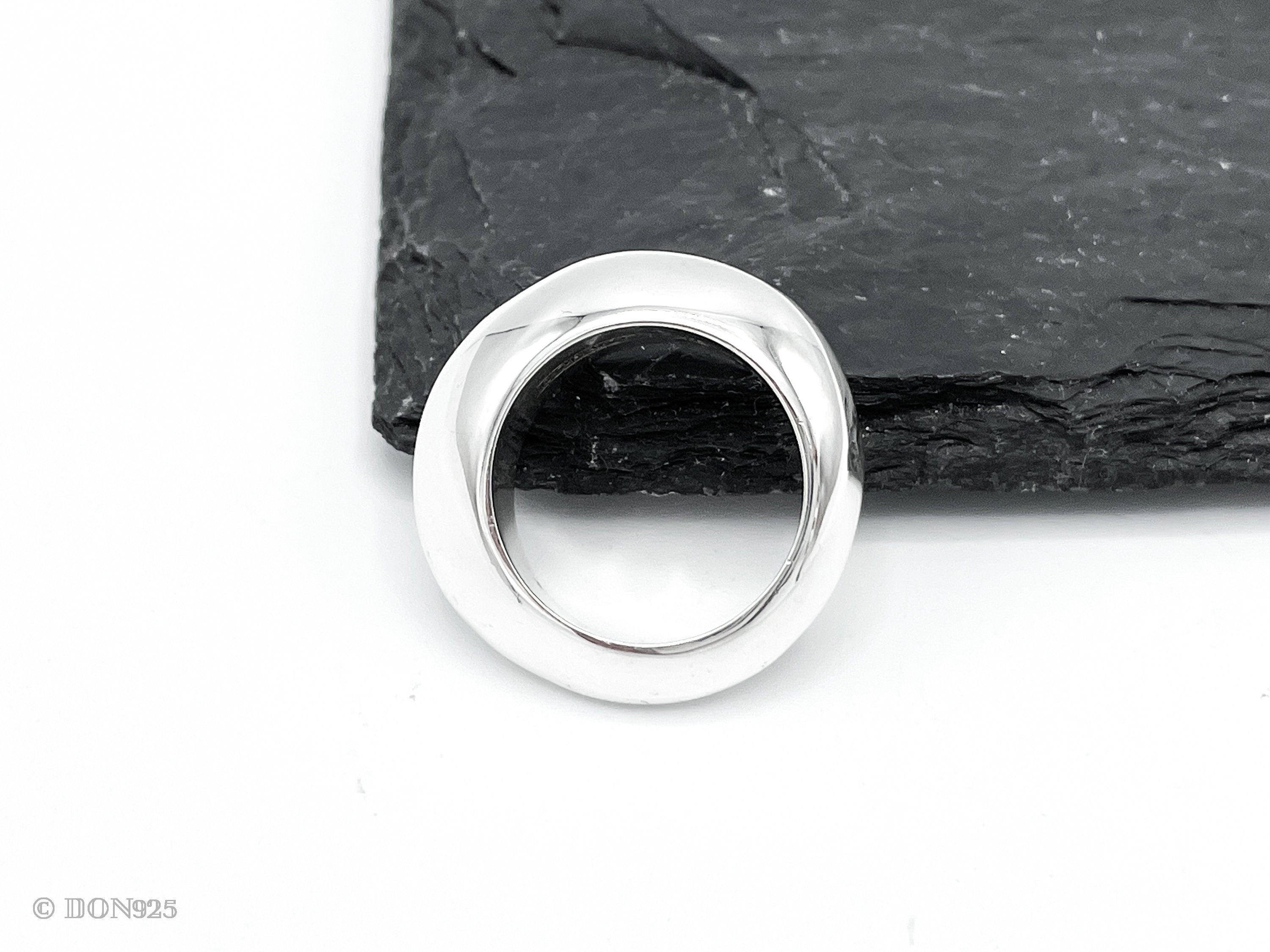 Solid Sterling Silver Heavy Dome Ring: Chunky Sculptural Geometric