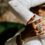 Solid Sterling Silver Disco Ball Dome Ring: Weighty Statement Jewelry