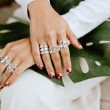 Sterling Silver Checkered Square Ring: Modern Geometric Statement