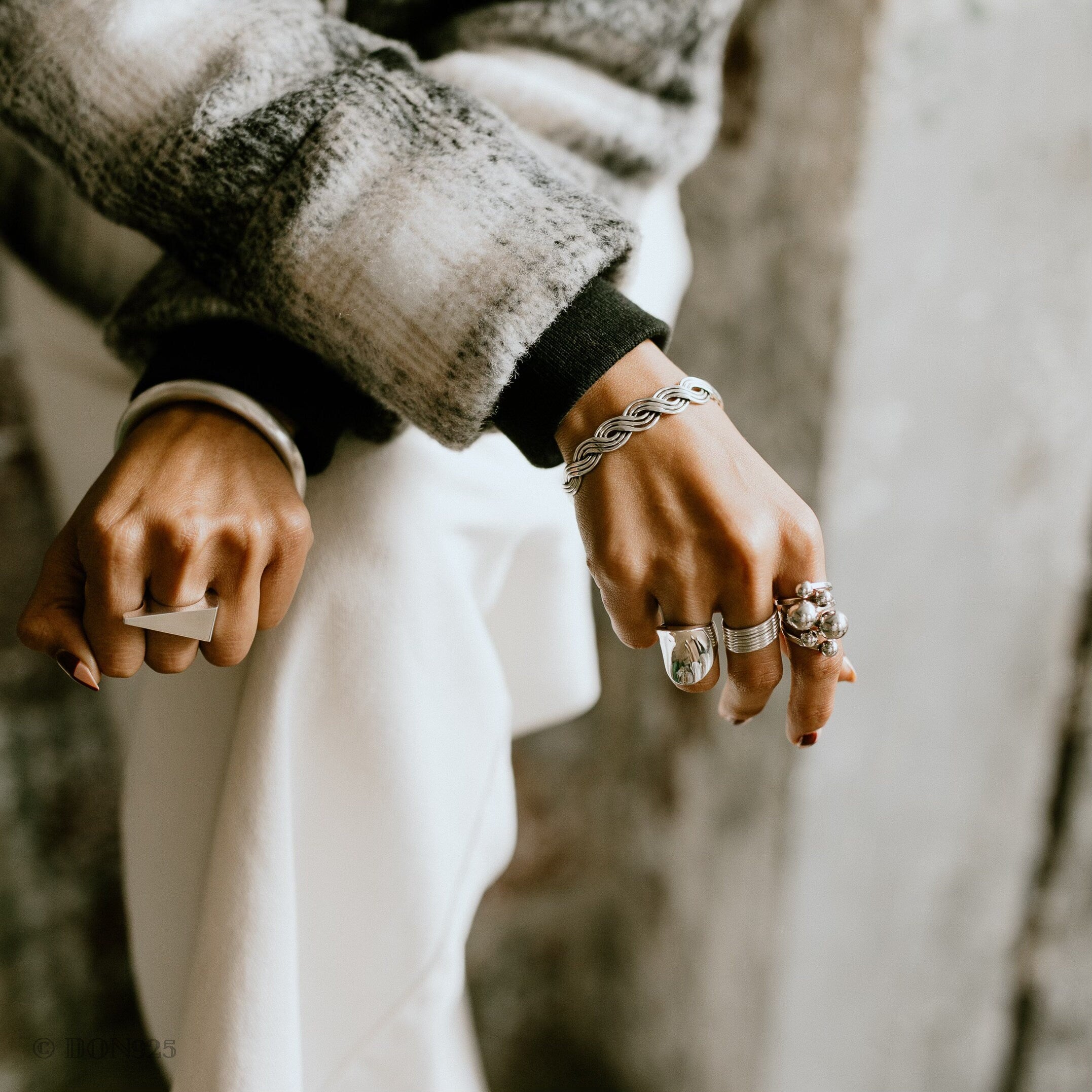 Sterling Silver Bubbles Ring: Chunky Geometric Spheres Statement Jewelry, ORIGINAL DESIGN