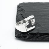 Sterling Silver Modernist Geometric Ring: Architectural Statement Jewelry