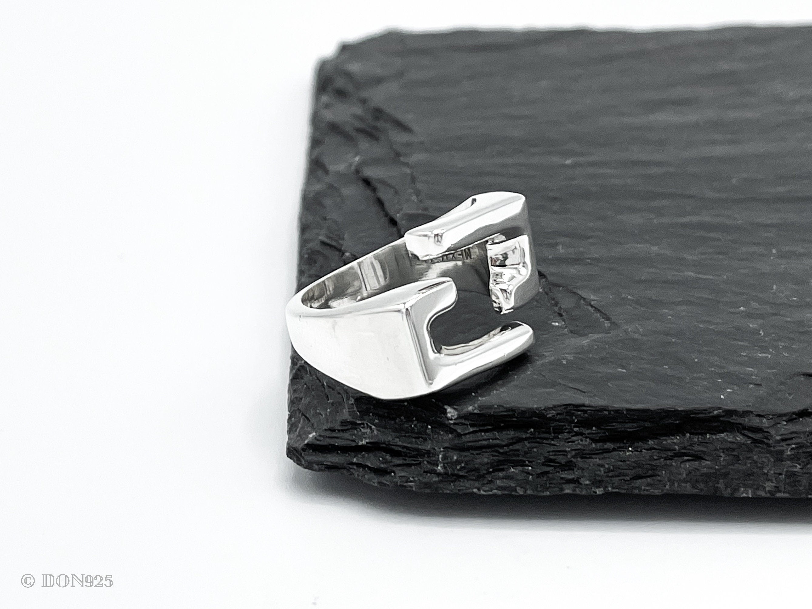 Sterling Silver Modernist Geometric Ring: Architectural Statement Jewelry