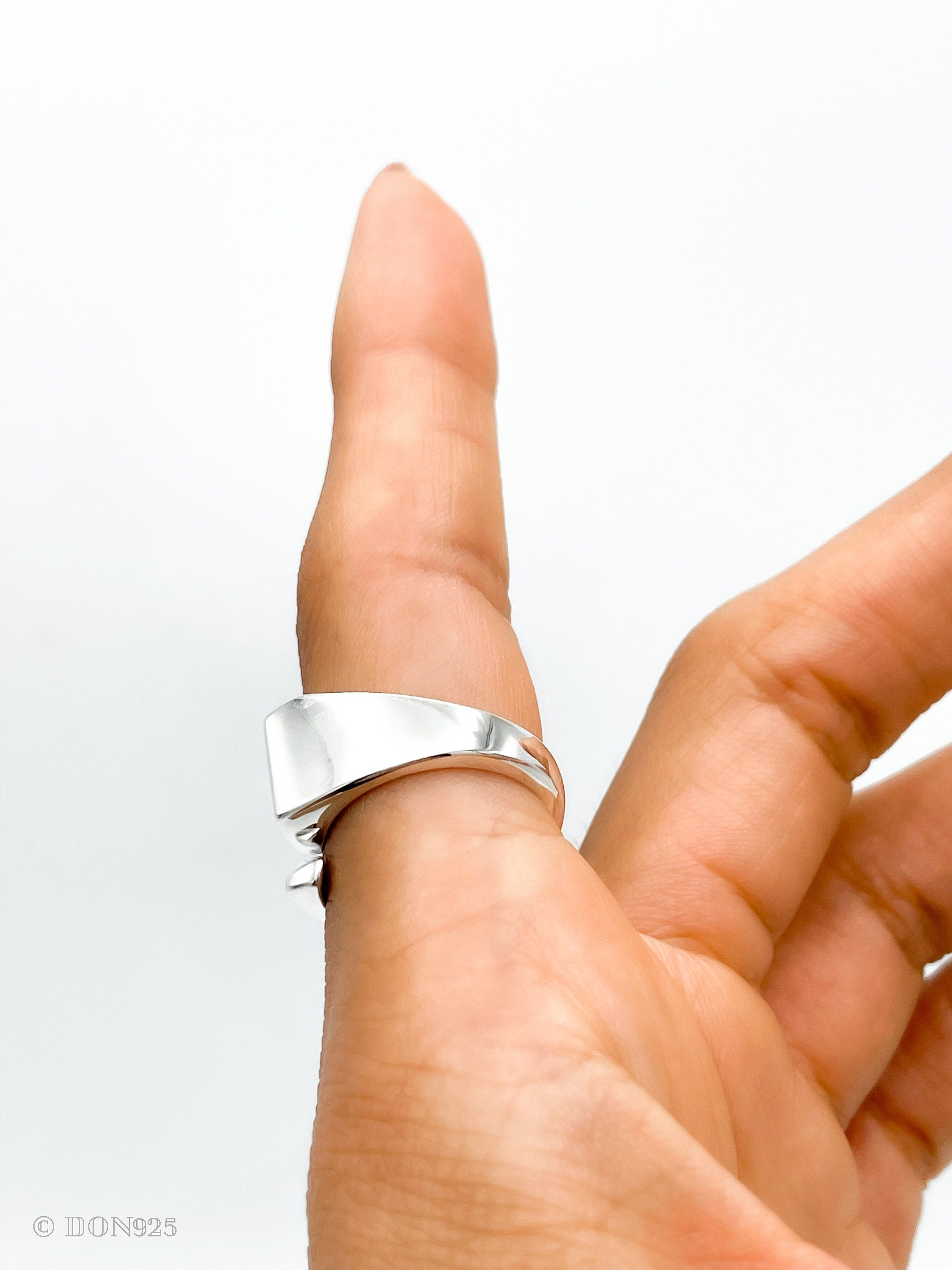 Sterling Silver Modernist Geometric Ring: Architectural Statement Jewelry