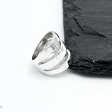 Sterling Silver Three Lines Ring: Heavy Statement Jewelry