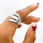 Sterling Silver Three Lines Ring: Heavy Statement Jewelry