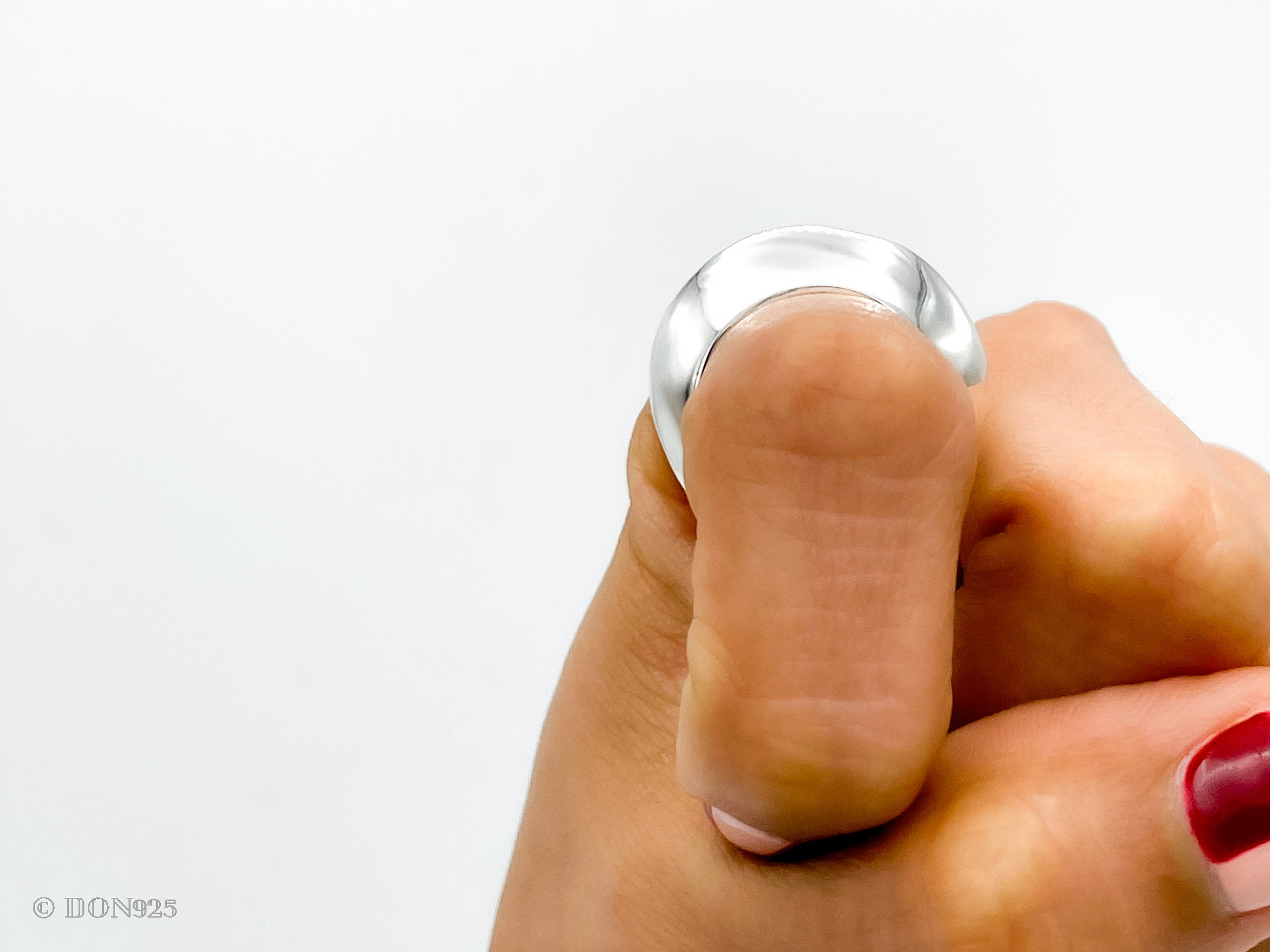 Solid Sterling Silver Heavy Dome Ring: Chunky Sculptural Geometric