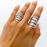 Wavy Sterling Silver Wrap Ring: Comfortable Abstract Statement Ring