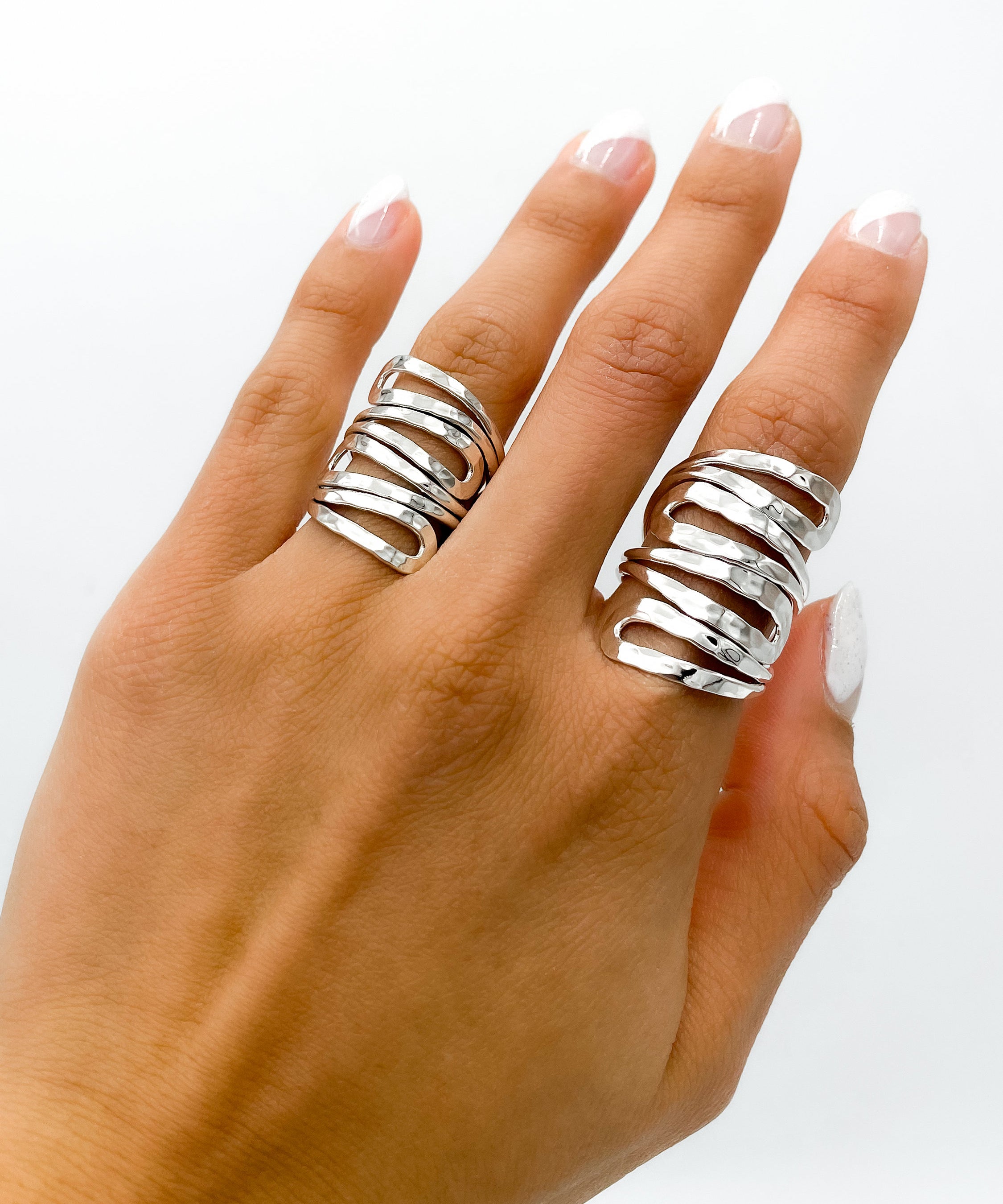Wavy Sterling Silver Wrap Ring: Comfortable Abstract Statement Ring