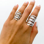 Wavy Sterling Silver Wrap Ring: Comfortable Abstract Statement Ring