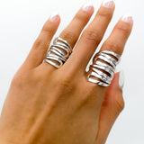 Wavy Sterling Silver Wrap Ring: Comfortable Abstract Statement Ring