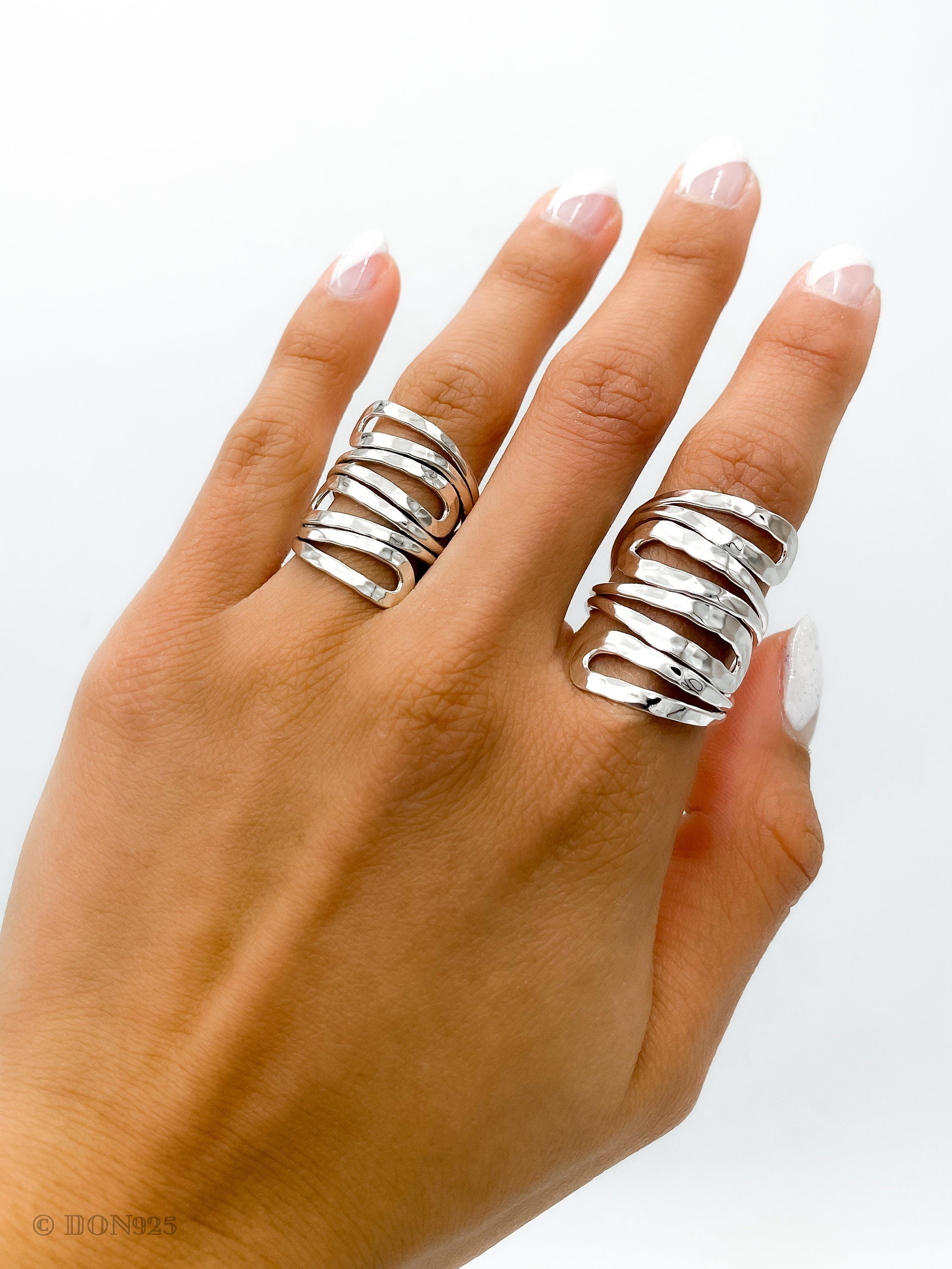 Wavy Sterling Silver Wrap Ring: Comfortable Abstract Statement Ring
