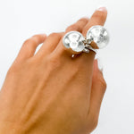 Sterling Silver Big Ball Adjustable Ring