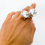 Sterling Silver Big Ball Adjustable Ring