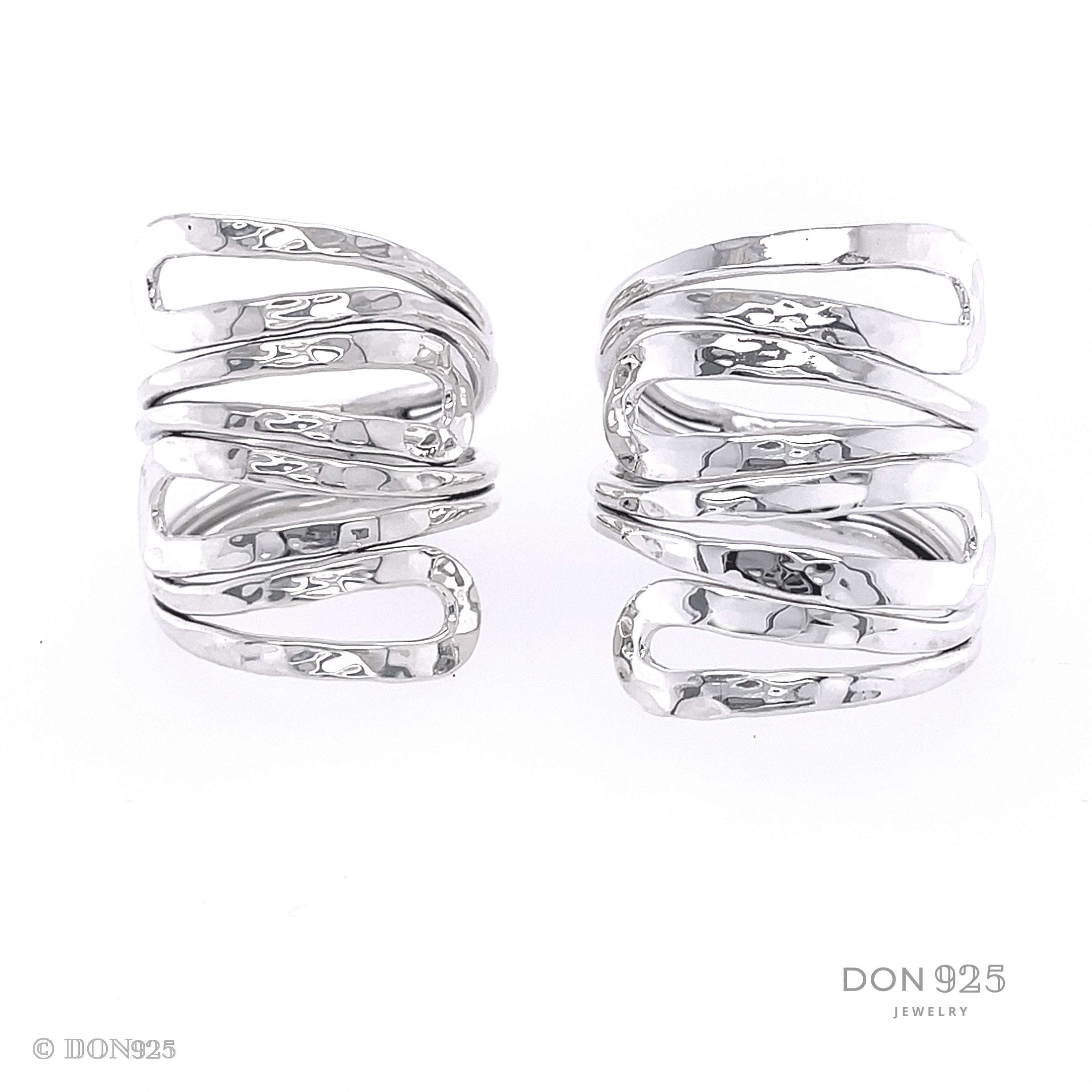 Wavy Sterling Silver Wrap Ring: Comfortable Abstract Statement Ring