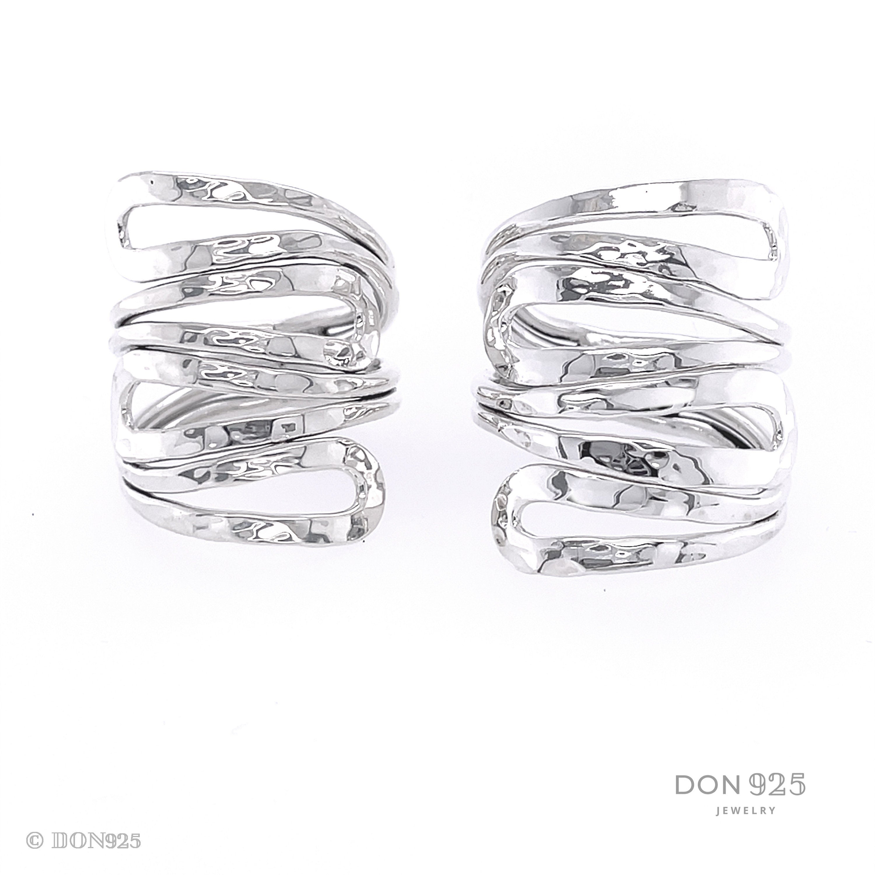 Wavy Sterling Silver Wrap Ring: Comfortable Abstract Statement Ring
