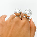 Sterling Silver Big Ball Adjustable Ring