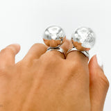 Sterling Silver Big Ball Adjustable Ring