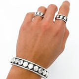 Sterling Silver Studded Ring: Beaded Western Rustic Band