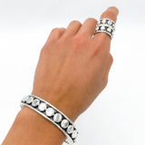 Sterling Silver Studded Ring: Beaded Western Rustic Band
