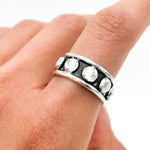 Sterling Silver Studded Ring: Beaded Western Rustic Band