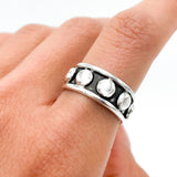 Sterling Silver Studded Ring: Beaded Western Rustic Band