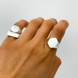 Solid Sterling Silver Rectangle Signet Ring: Modern Bar Pinky Ring