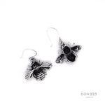 Sterling Silver Bee Dangle Earrings: Rustic Insect Jewelry