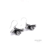 Sterling Silver Bee Dangle Earrings: Rustic Insect Jewelry