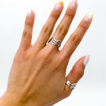 Sterling Silver Wavy Ring: Minimalist Stacking Set Ring