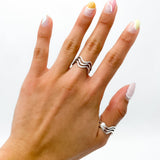 Sterling Silver Wavy Ring: Minimalist Stacking Set Ring