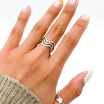 Sterling Silver Wavy Ring: Minimalist Stacking Set Ring