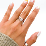 Sterling Silver Wavy Ring: Minimalist Stacking Set Ring