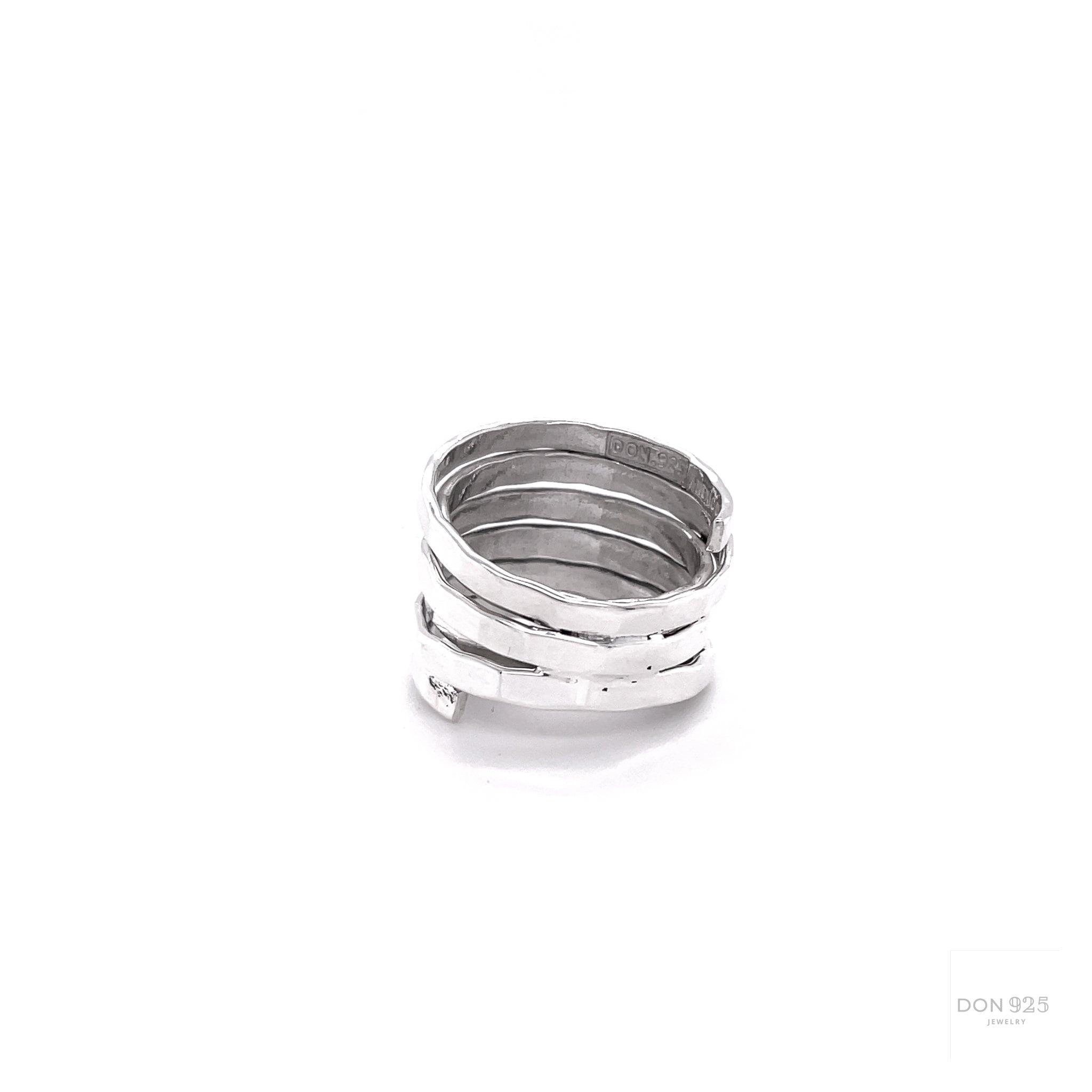 Sterling Silver Multi Band Ring: Chunky Hammered Design