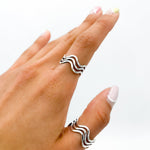 Sterling Silver Wavy Ring: Minimalist Stacking Set Ring