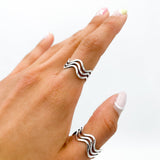 Sterling Silver Wavy Ring: Minimalist Stacking Set Ring