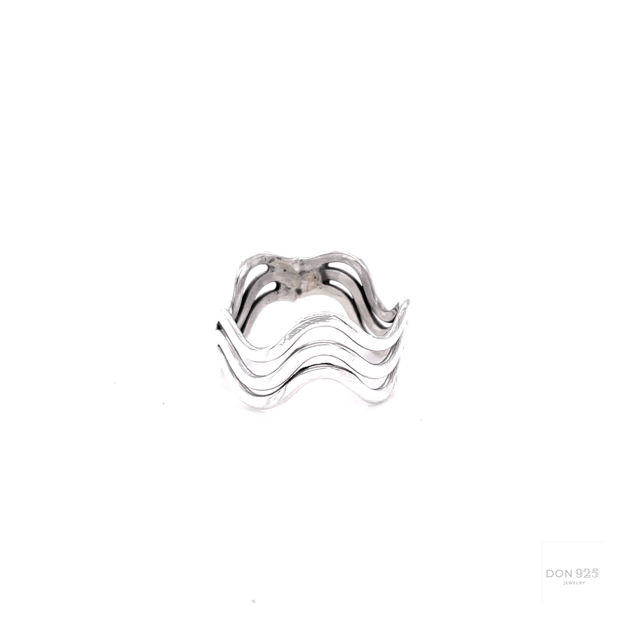 Sterling Silver Wavy Ring: Minimalist Stacking Set Ring