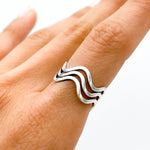 Sterling Silver Wavy Ring: Minimalist Stacking Set Ring