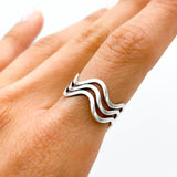 Sterling Silver Wavy Ring: Minimalist Stacking Set Ring