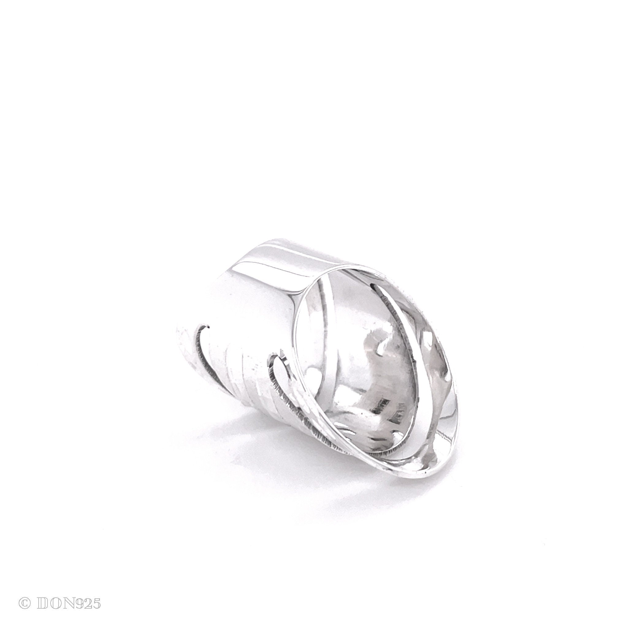 Sterling Silver Disco Ball V-Shape Ring