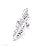 Sterling Silver Leaf Adjustable Ring: Long Shiny Disco-Ball Style