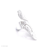 Sterling Silver Leaf Adjustable Ring: Long Shiny Disco-Ball Style