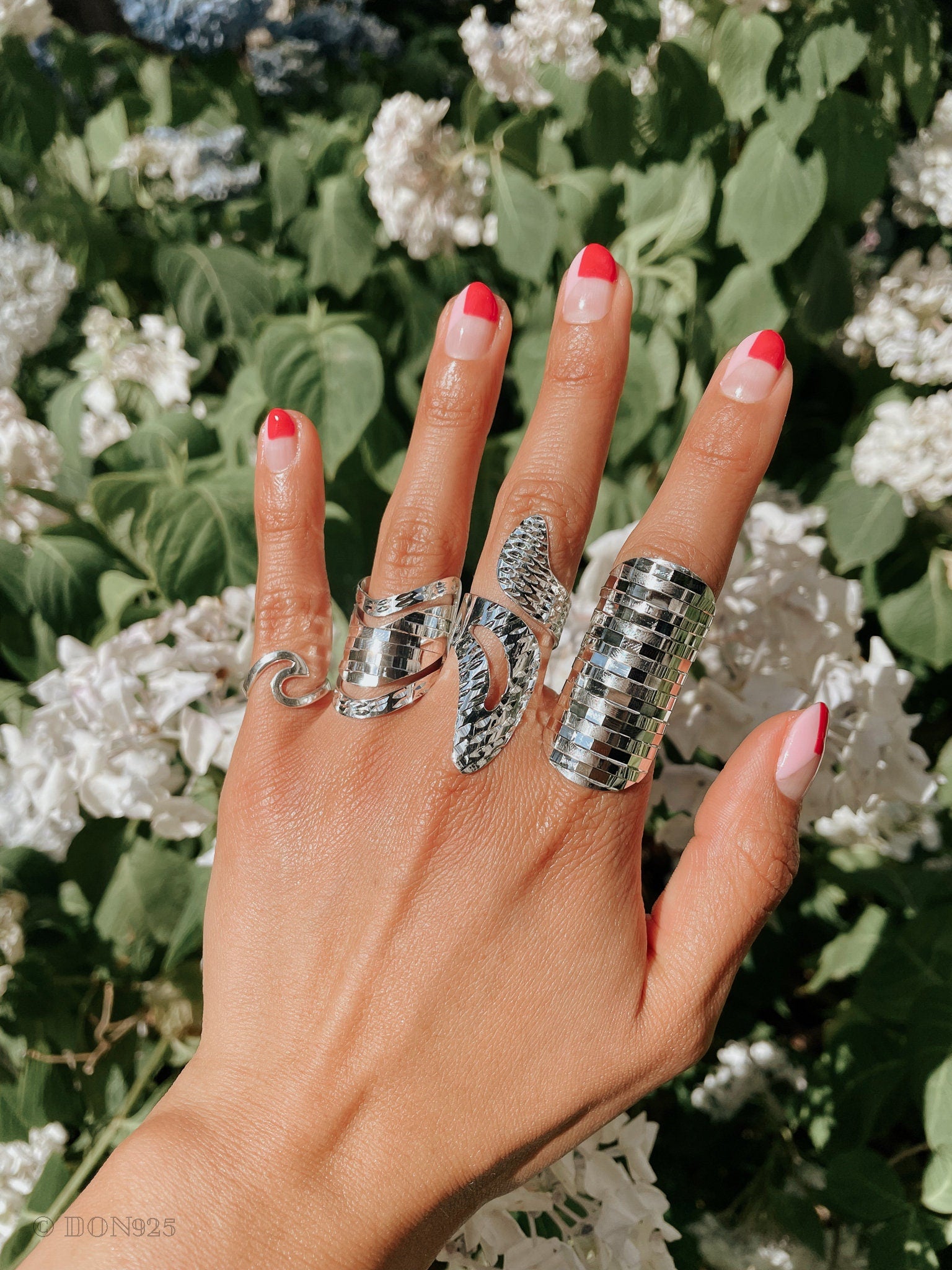 Sterling Silver Disco Shield Ring