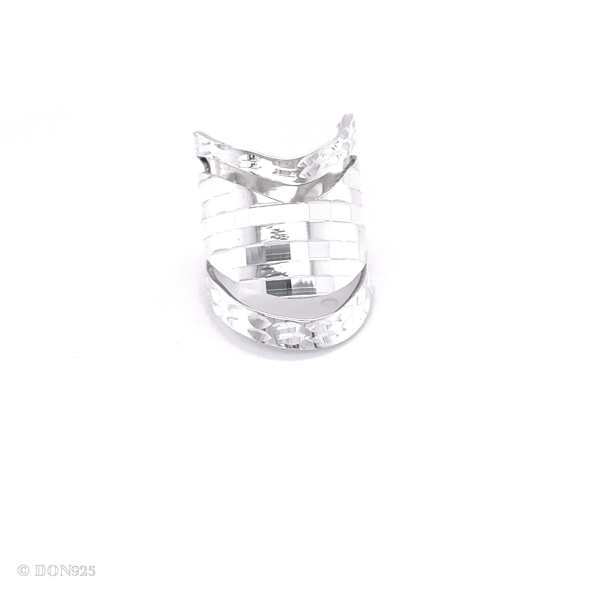 Sterling Silver Disco Ball V-Shape Ring