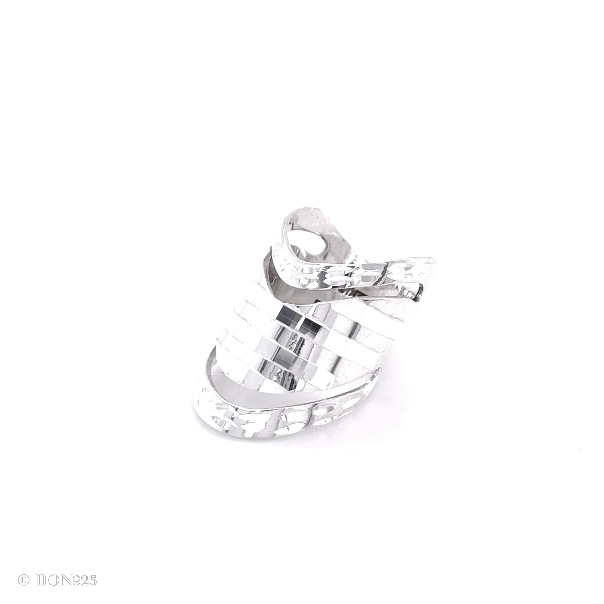 Sterling Silver Disco Ball V-Shape Ring
