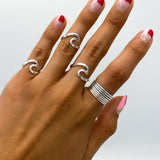 Sterling Silver Wave Ring: Midi Pinky, Dainty Beach Jewelry