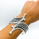 Sterling Silver Wide Clamp Bangle Bracelet: Dotted Southwestern Style