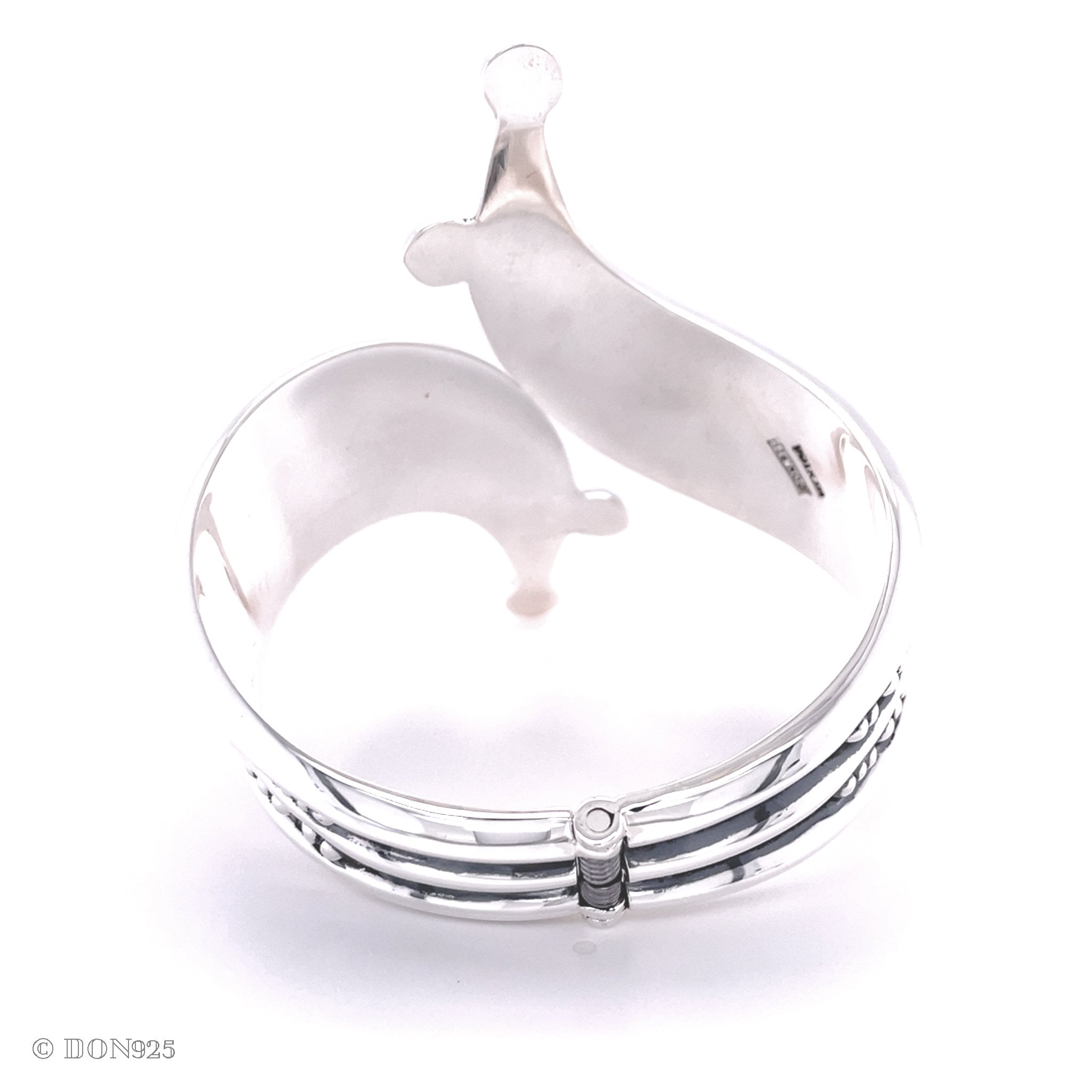 Sterling Silver Wide Clamp Bangle Bracelet: Dotted Southwestern Style